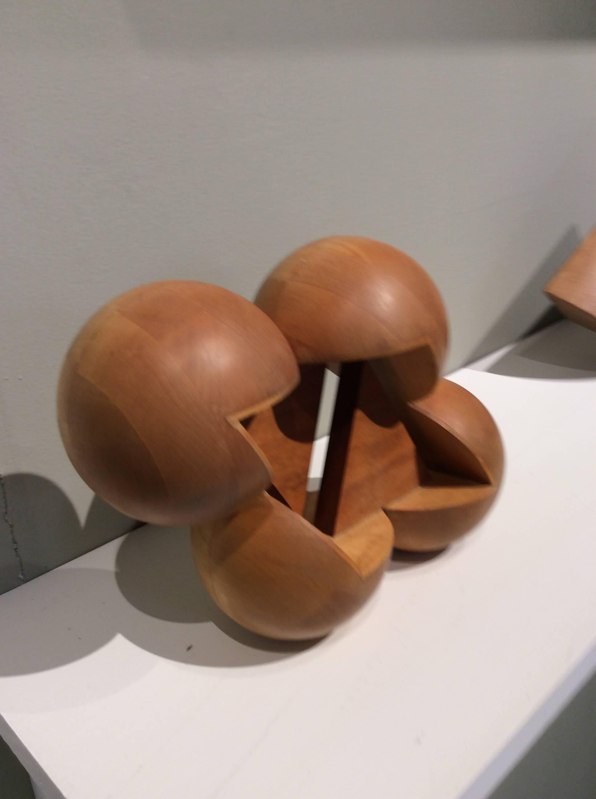 Fair Ball (Abstract Mid Century Modern Inspired Small Wooden Tabletop Sculpture) 1