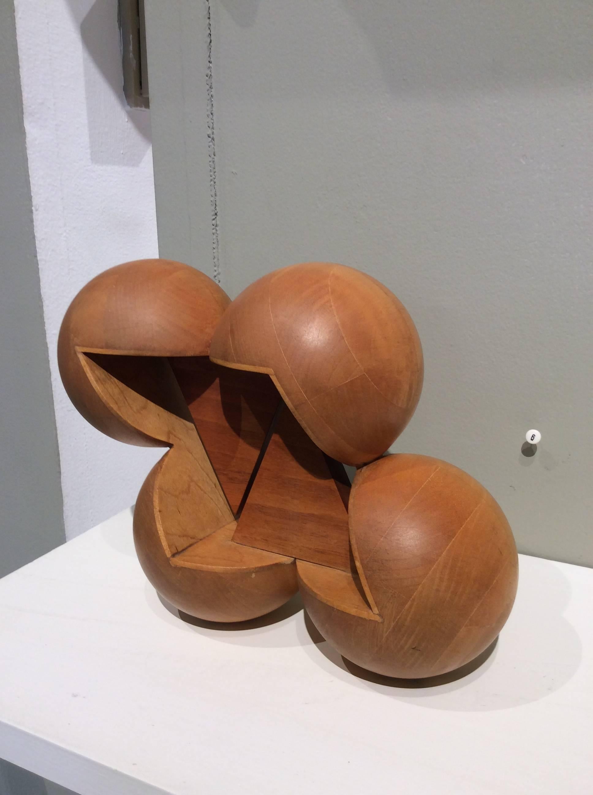 Fair Ball (Abstract Mid Century Modern Inspired Small Wooden Tabletop Sculpture) 2
