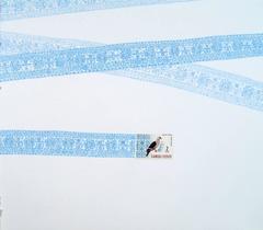 Samoa, Blue Flight Pattern: (Sky Blue Colored Pencil Drawing & Bird Stamp)