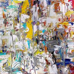 Inner Voice (Brightly Colored Abstract Expressionist Painting in Yellow & Blue) 10