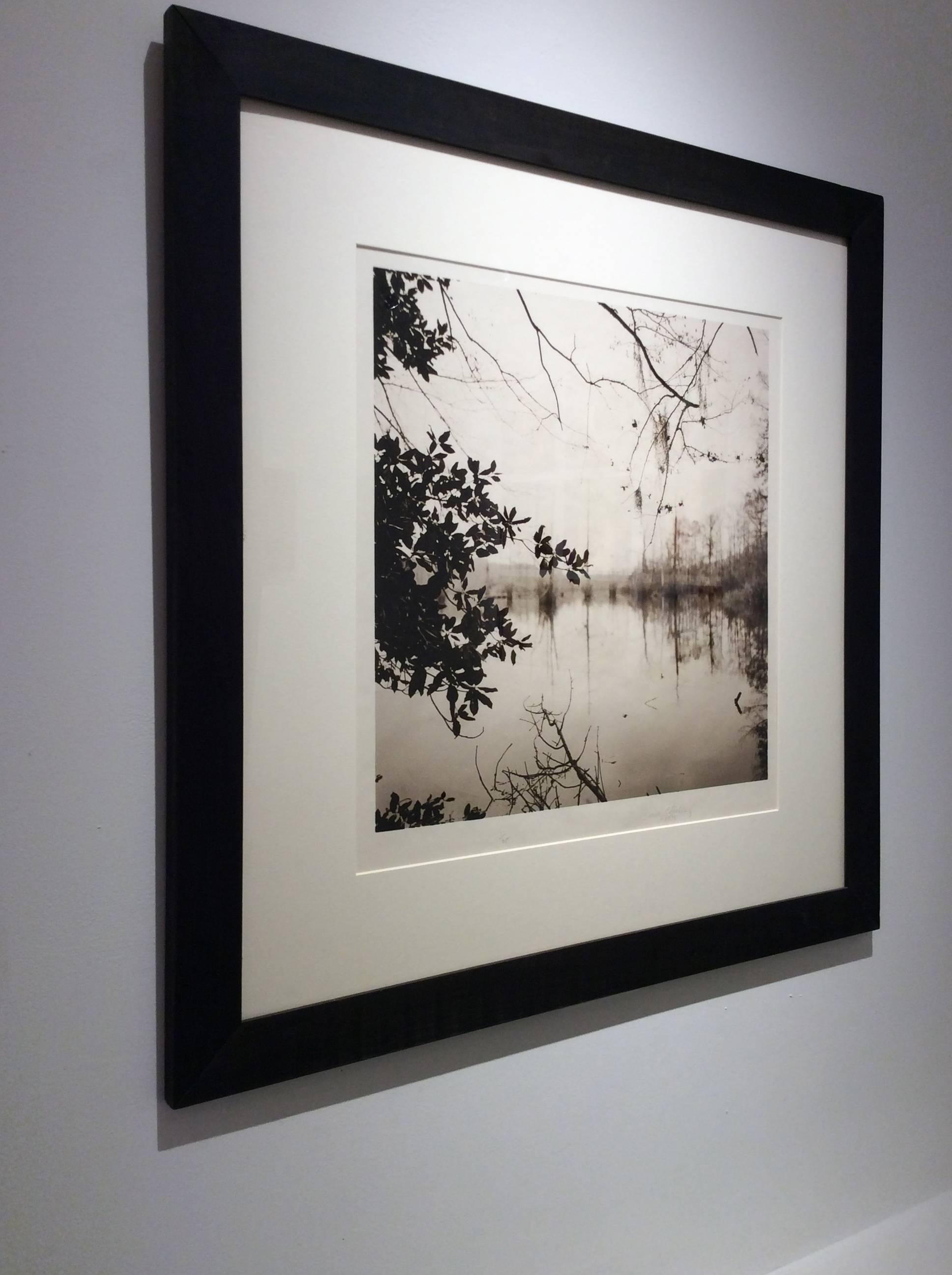Le lac en miroir (photographie de paysage sépia prise à Louisana) - Contemporain Photograph par David Halliday