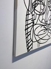 Brancusi's Head (Black & White Primitive Portrait on Gessoed Canvas)