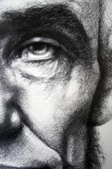 Abraham Lincoln: Large Black & White Ballpoint Pen Drawing of American President