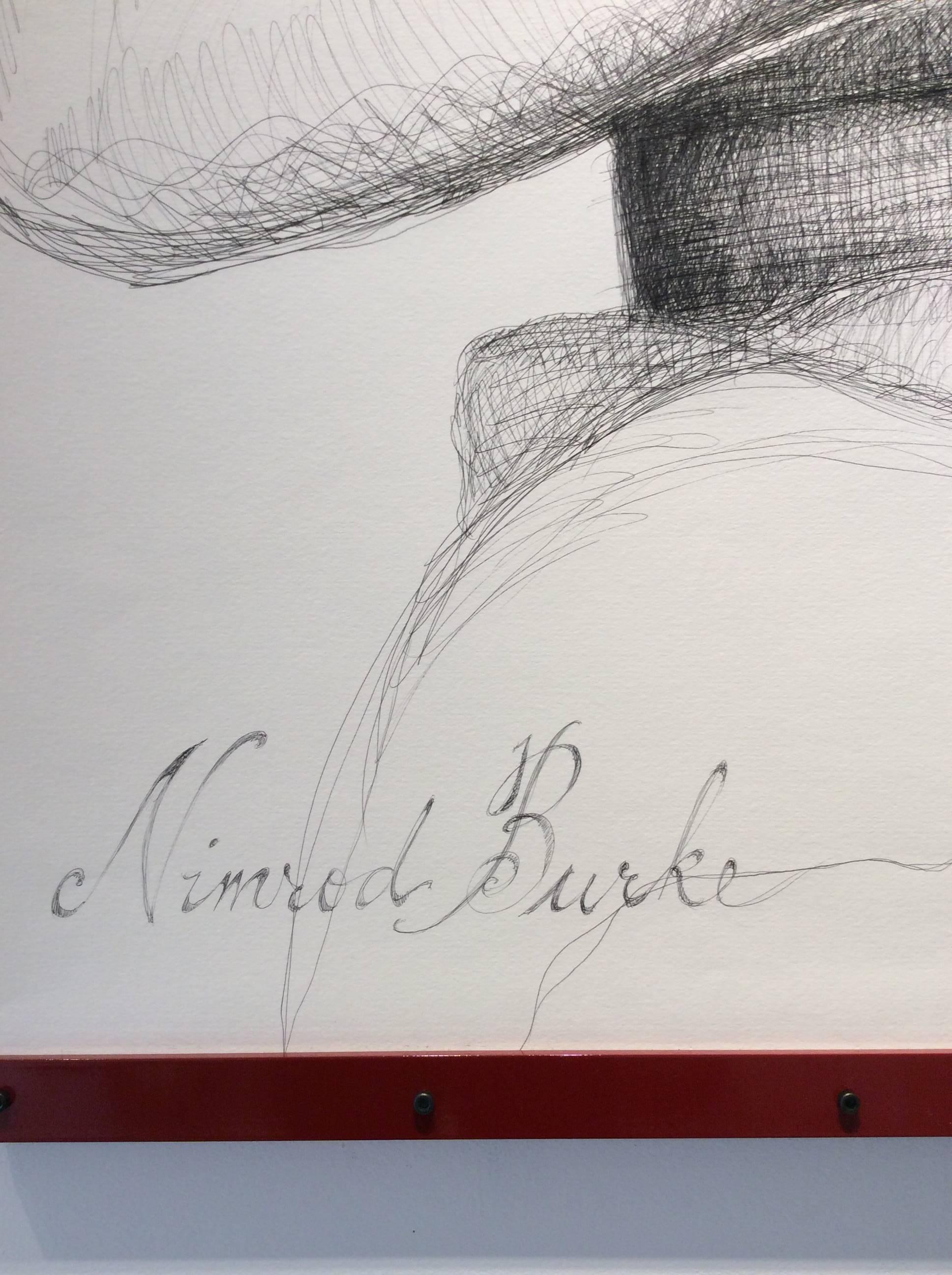 Nimrod Burke (Large Black & White Ballpoint Pen Civil War Soldier Portrait) For Sale 1