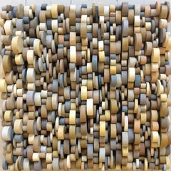 Roly Poly (Abstract, Earth Toned Mid Century Modern Style Wood Wall Sculpture)