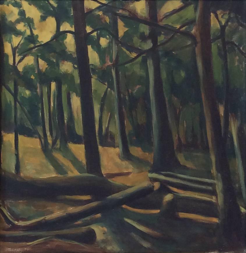 Stephen Brophy Landscape Painting - Deep Woods (Expressionist Landscape Oil Painting of Earth Toned Forest) 