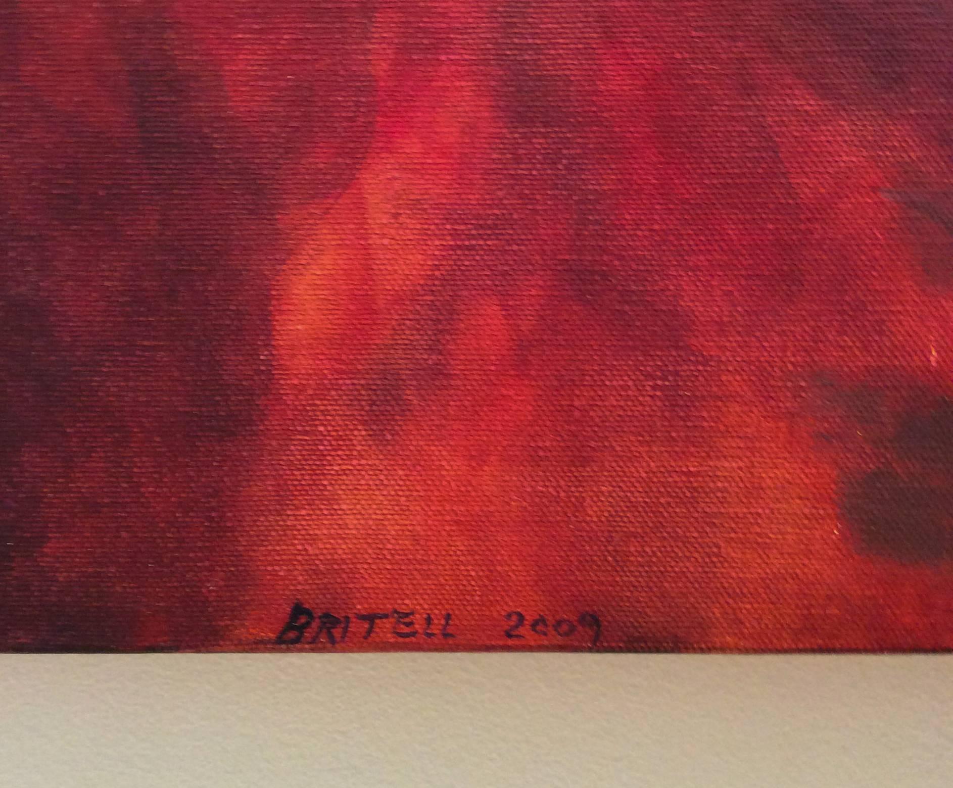 red landscape monochromatic painting