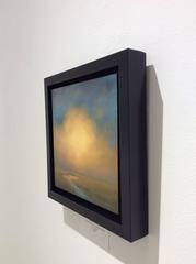 Radiant Cloud (Small Landscape Oil Painting of Large Cloud Over Winding Waters)