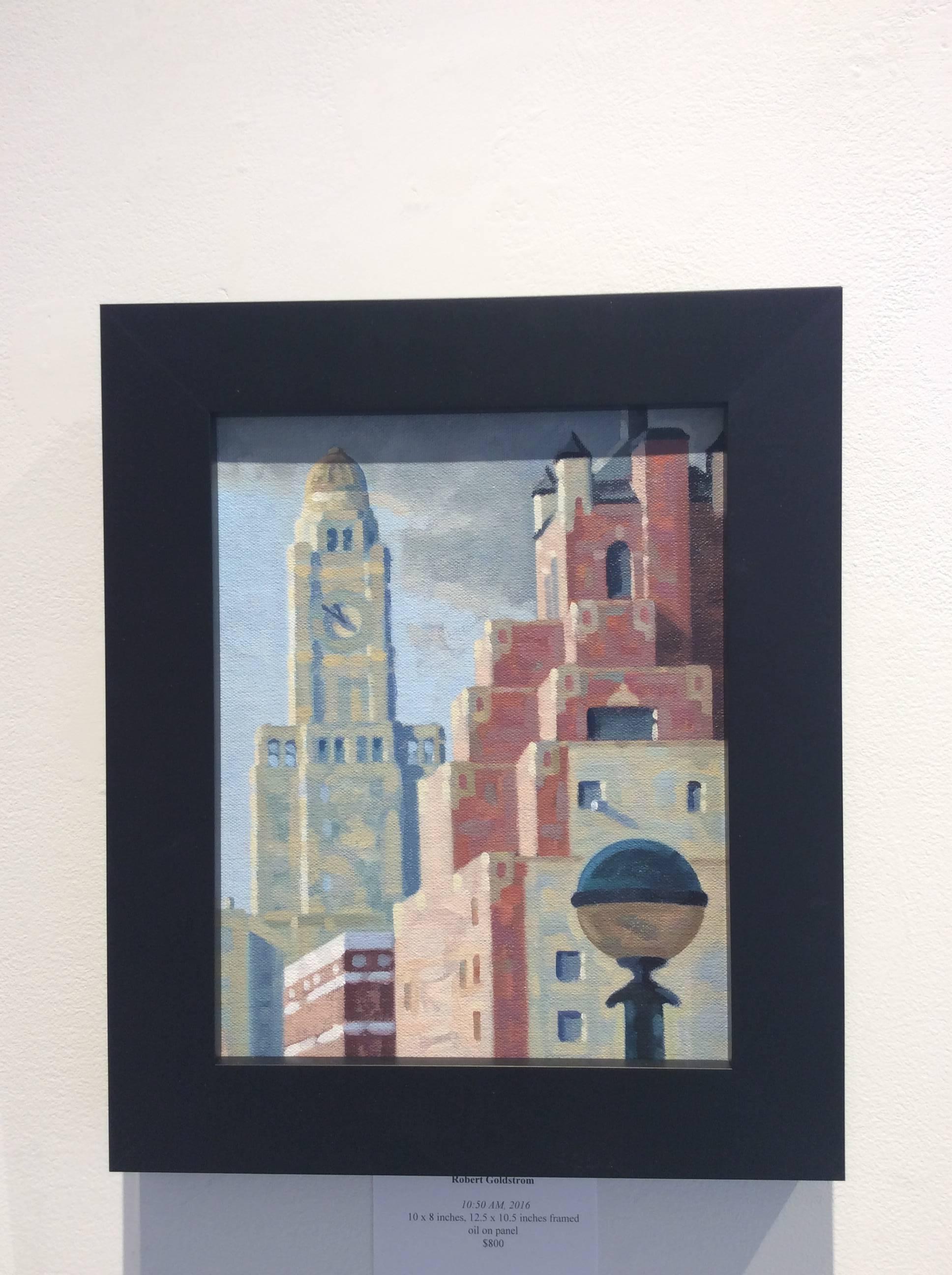 10:50 AM, Study (Small Vertical Cityscape Painting of Williamsburg, Brooklyn) 1