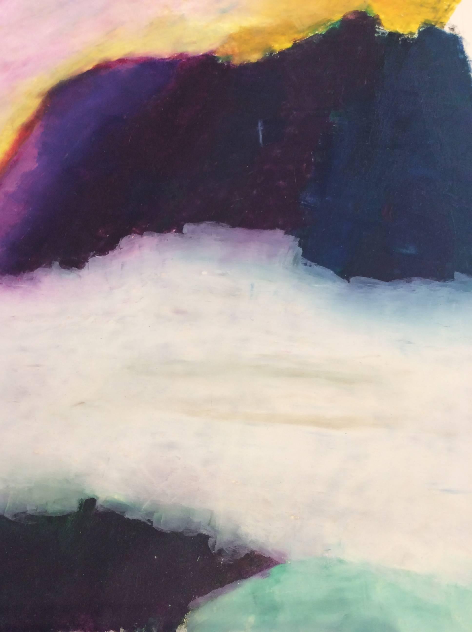 Sin título 065 (Paisaje abstracto contemporáneo en pasteles brillantes sobre papel) - Art Contemporáneo de Vincent Vella