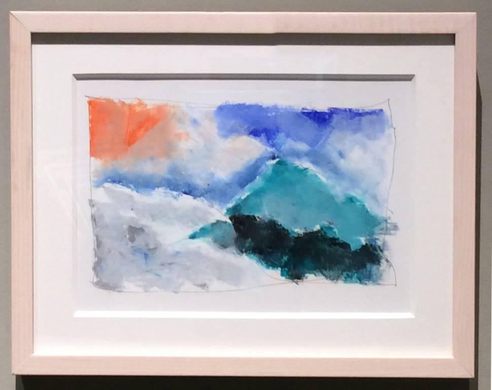 Ohne Titel 106 (Zeichnung einer zeitgenössischen abstrakten Landschaft in Pastell auf Papier) – Art von Vincent Vella