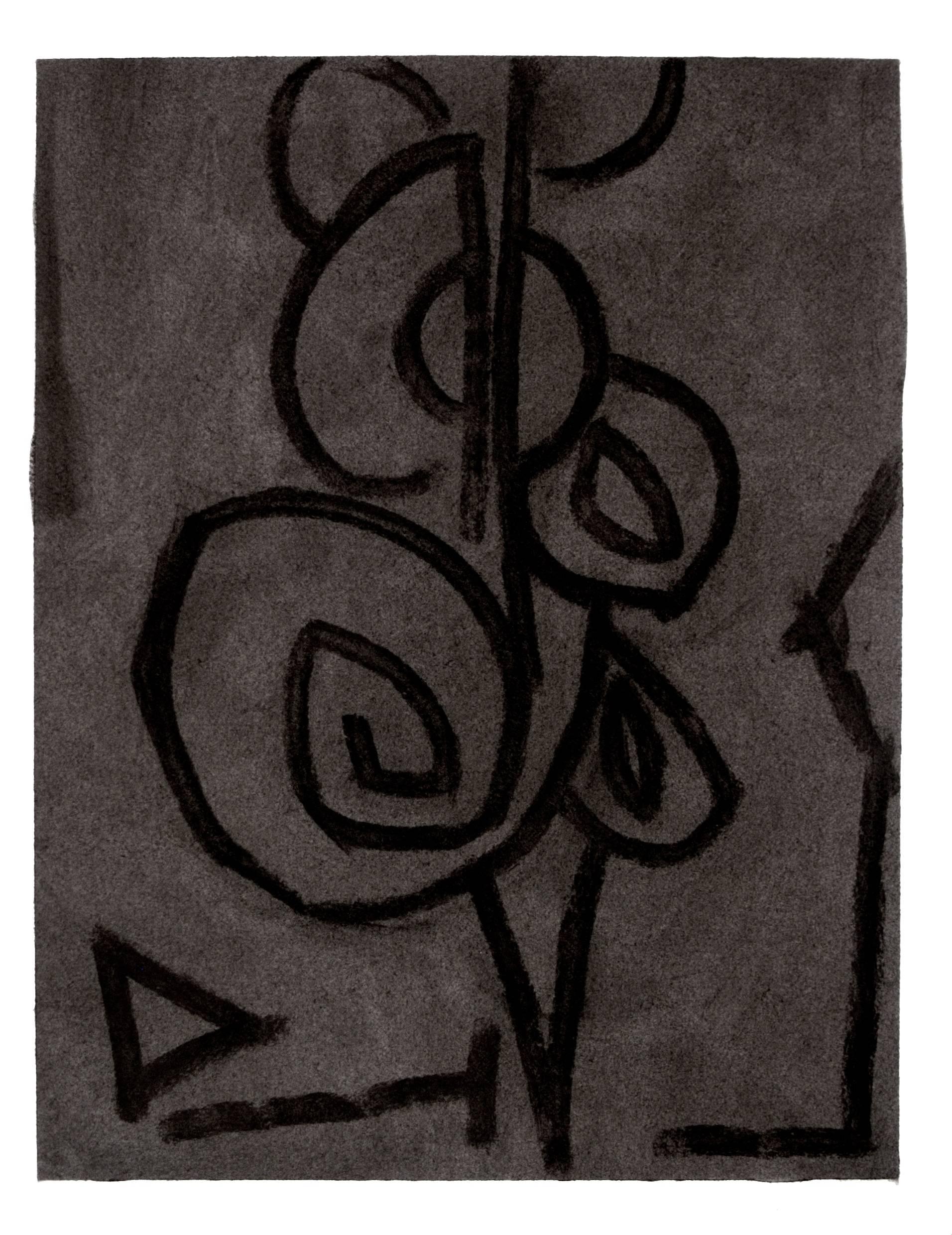 Untitled (Modern Black Charcoal & Gray Abstract Still Life Drawing on Paper)