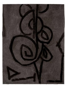 Sans titre (Modern Black Charcoal & Gray, dessin abstrait de nature morte abstraite sur papier)