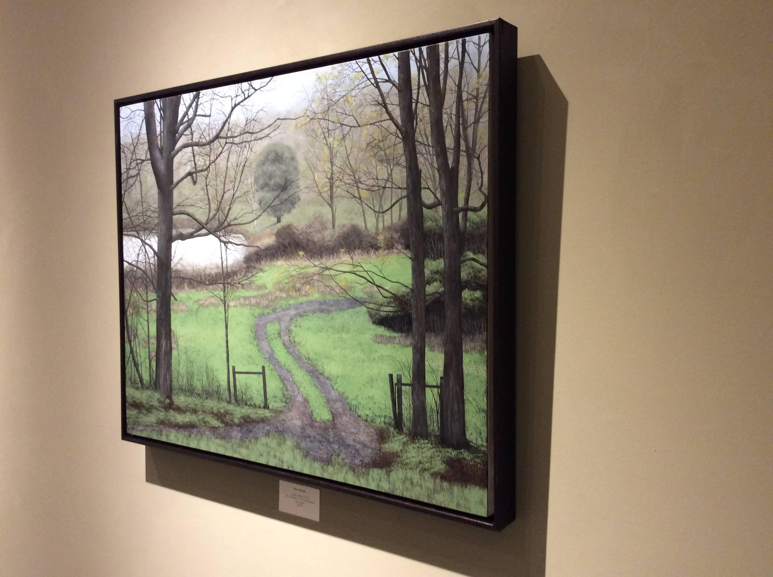 Gesture Waves Us On (peinture à l'huile sur panneau de paysage réaliste représentant un champ vert) - Photoréalisme Painting par Eileen Murphy