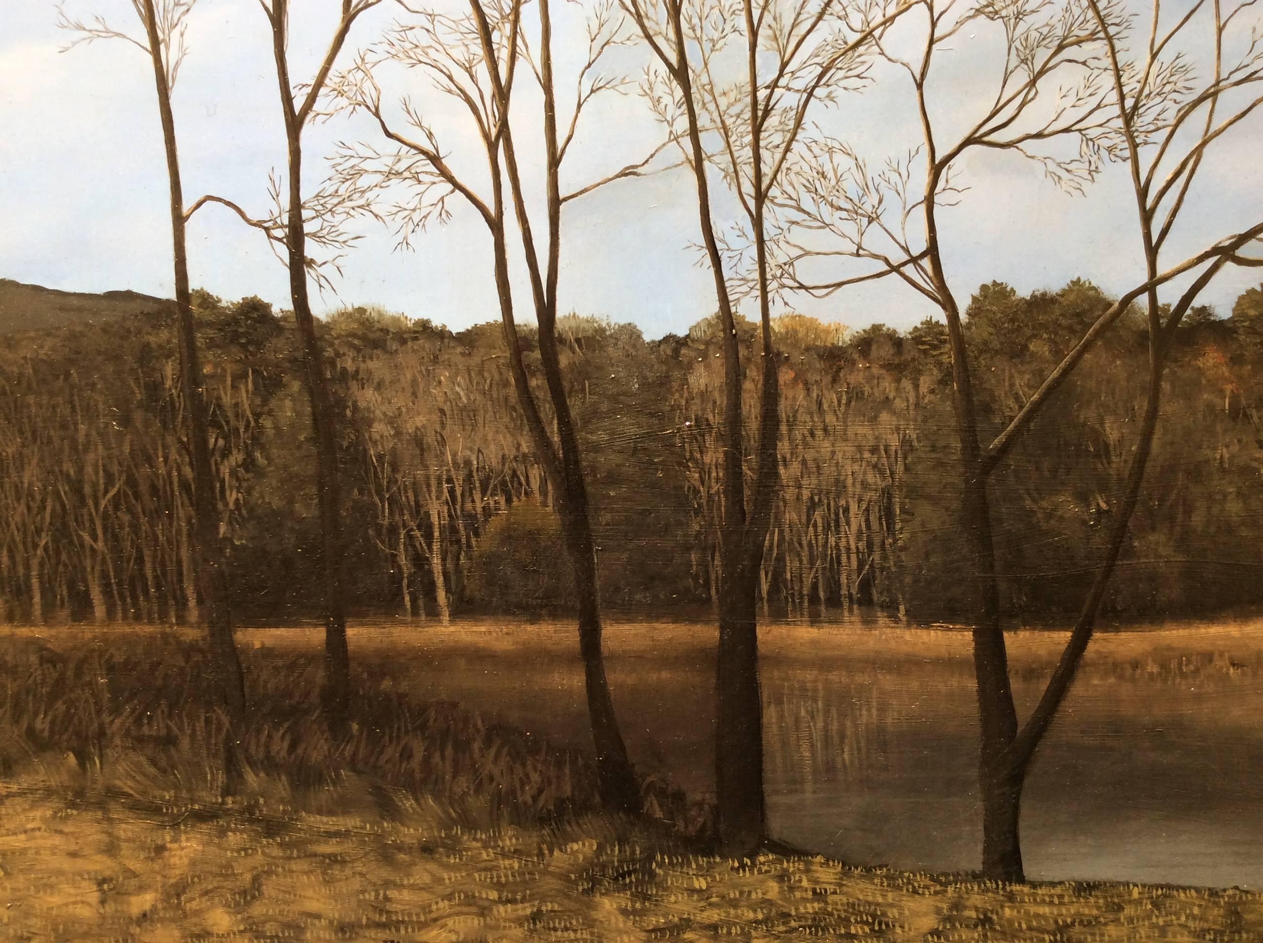 The Gatekeepers (Realistic Landscape Oil Painting of Country Field, Pond, Trees) 1