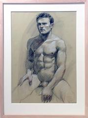 MB 089A (Contemporary Graphite Drawing of Seated Male Nude)