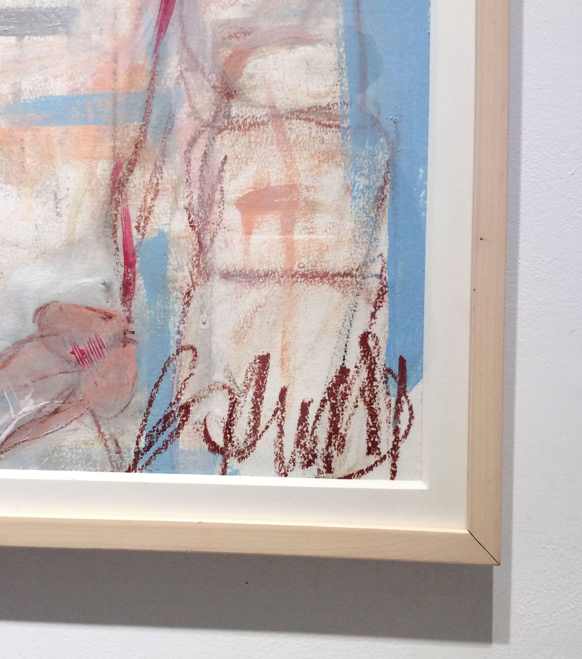 Male Nude (Contemporary Artist, Discrete Figurative Painting of Human Body) - Brown Nude Painting by Unknown
