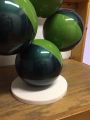 On the Verge (Mid Century Modern Inspired Stacked Balancing Balls in Dark Green)