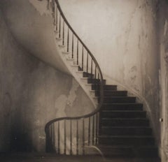 Staircase (Square, Sepia Toned Vintage Photograph of a Spiral Staircase)