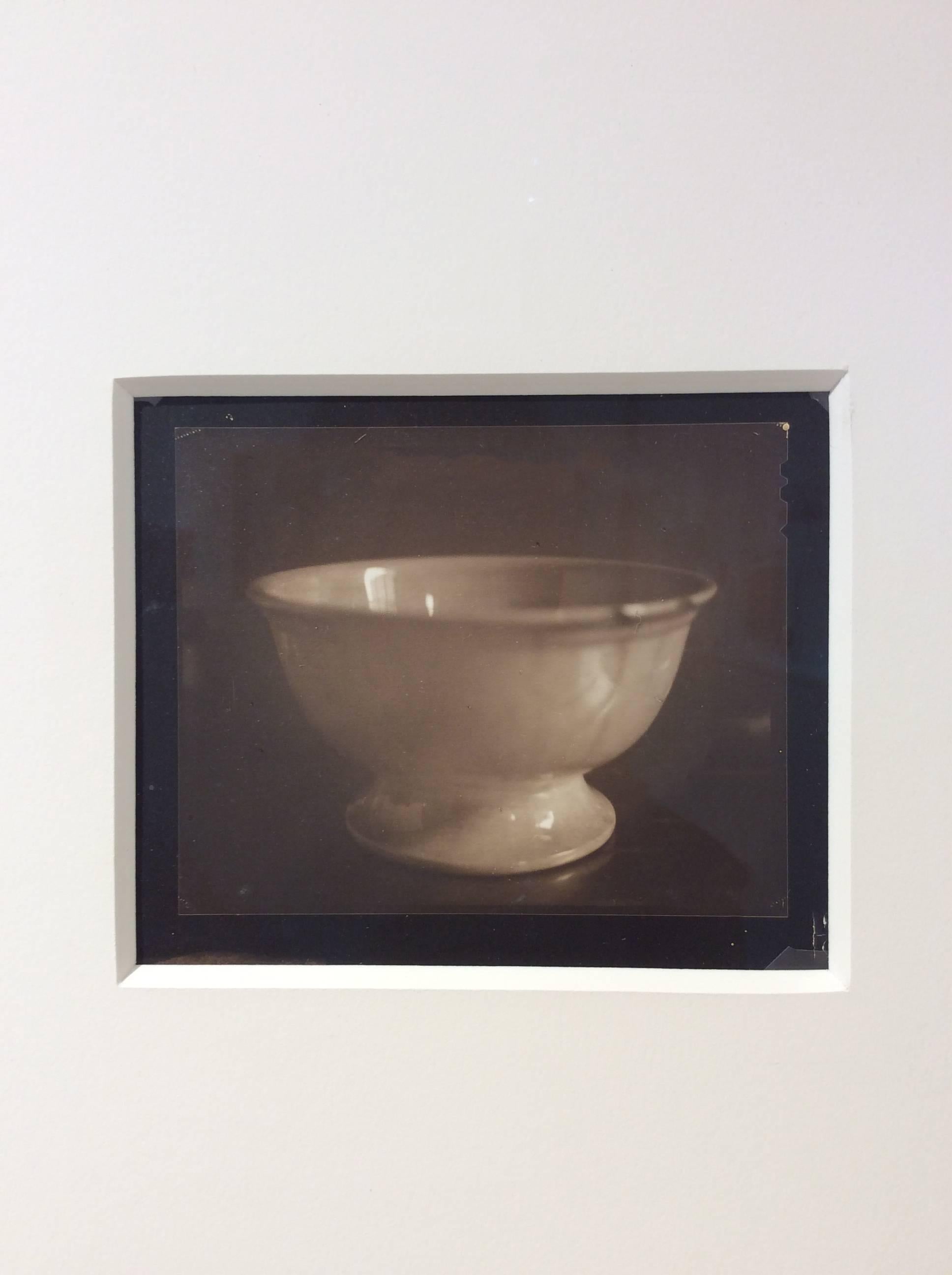 Stoneware Bowl (Small Sepia Toned Still Life Photograph of White Ceramic Bowl) For Sale 1