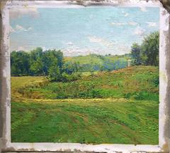 #5367 Interrupted Field (Impressionistic Landscape Painting of Green Country)