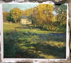 #5417 Self Portrait: Impressionistic Landscape of Bright Yellow & Green Field