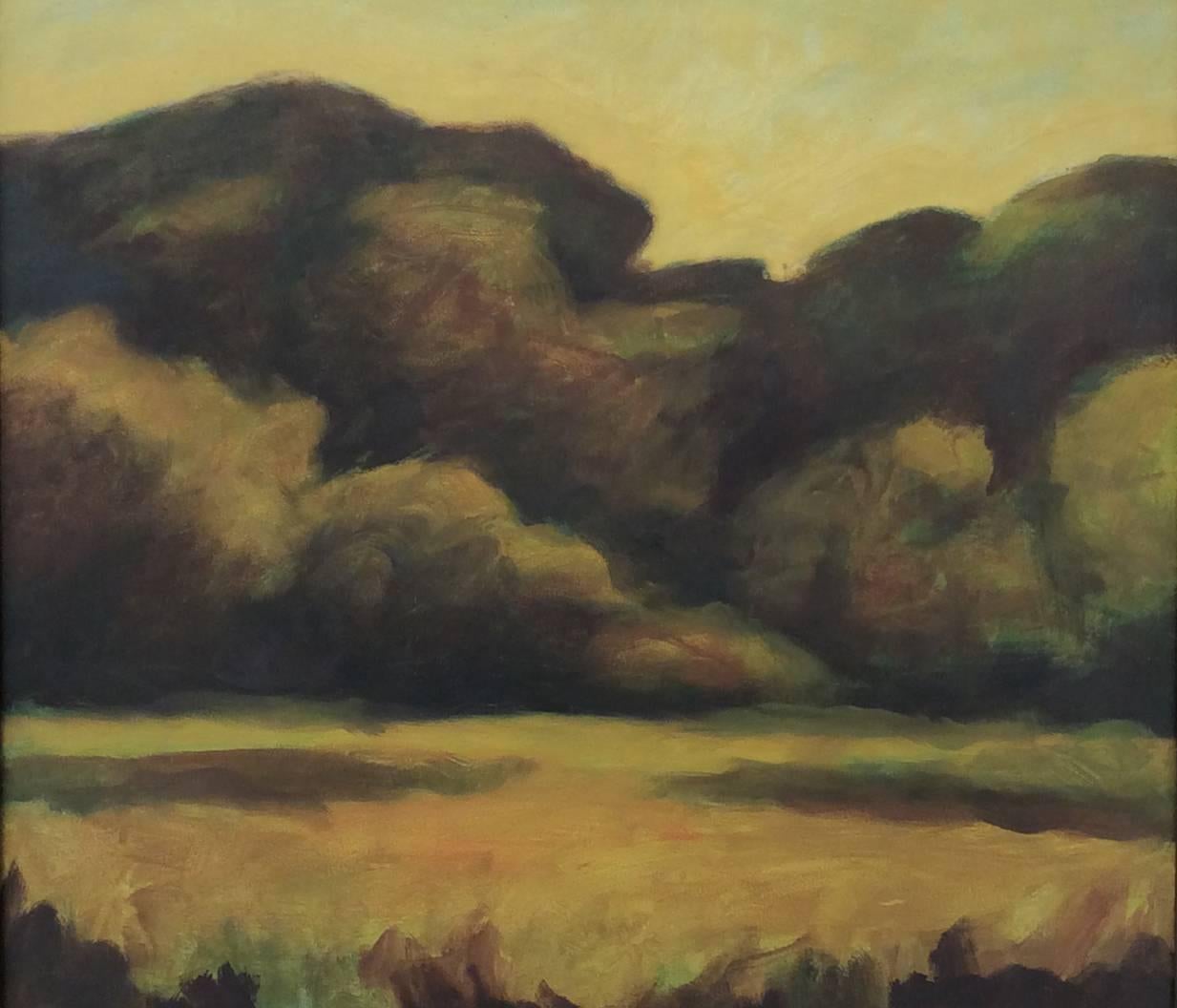 Field (Contemporary Landscape Painting c. 1980 on panel, artist made frame) 1