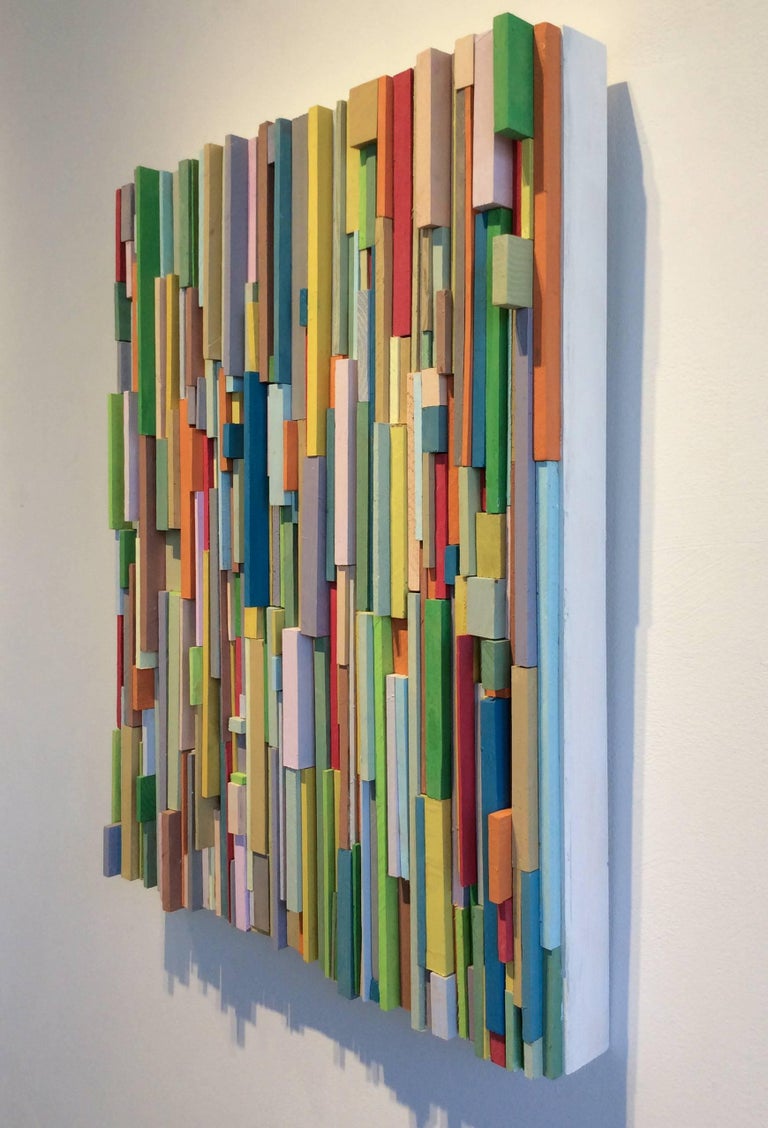 Tutti-Frutti (Colorful Abstract Three Dimensional Wood Wall Sculpture)  For Sale 1