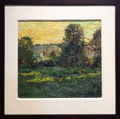 #5177 A House in Salem (Impressionist Landscape Painting of Farm House & Sunset)