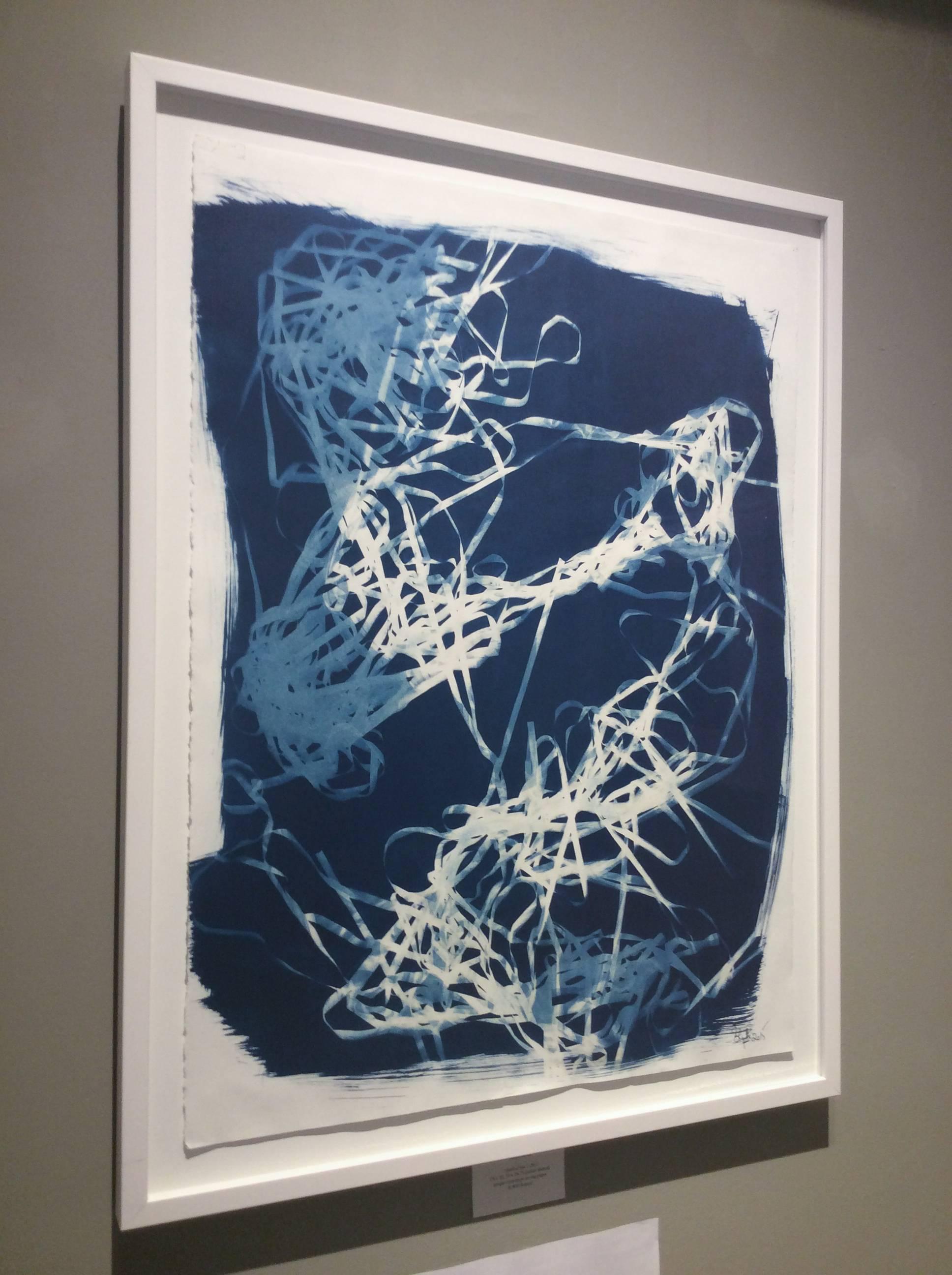 Untitled I (Contemporary Blue Cyanotype Photograph in Modern White Frame) - Purple Abstract Photograph by Birgit Blyth