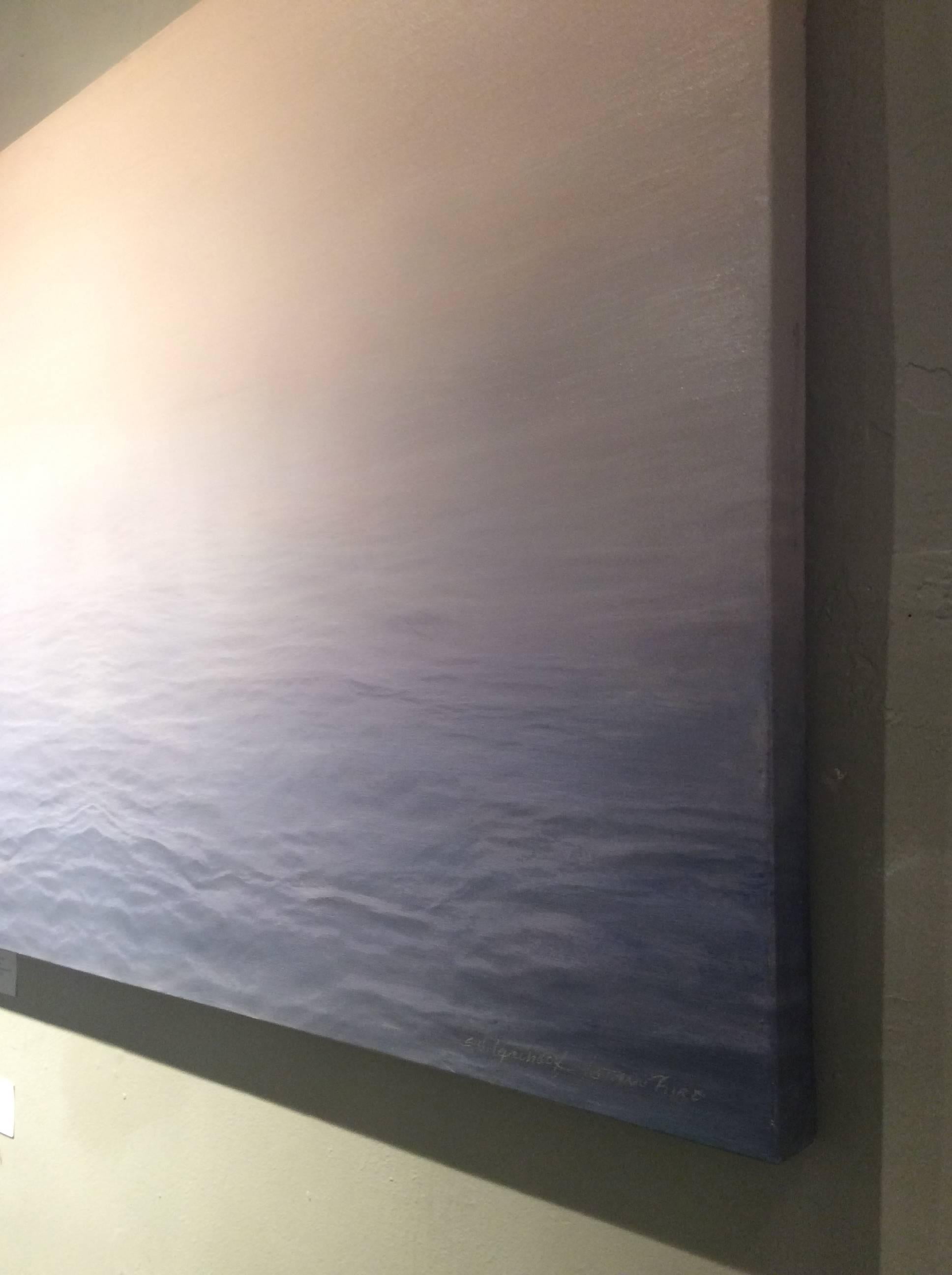 Limited edition archival pigment print, edition of 25
Printed on canvas, 36 x 93 inches 

This modern, horizontal archival pigment print on canvas was printed by Lependorf + Shire in 2004. The imagery is composed of a blue ocean horizon and a sunlit