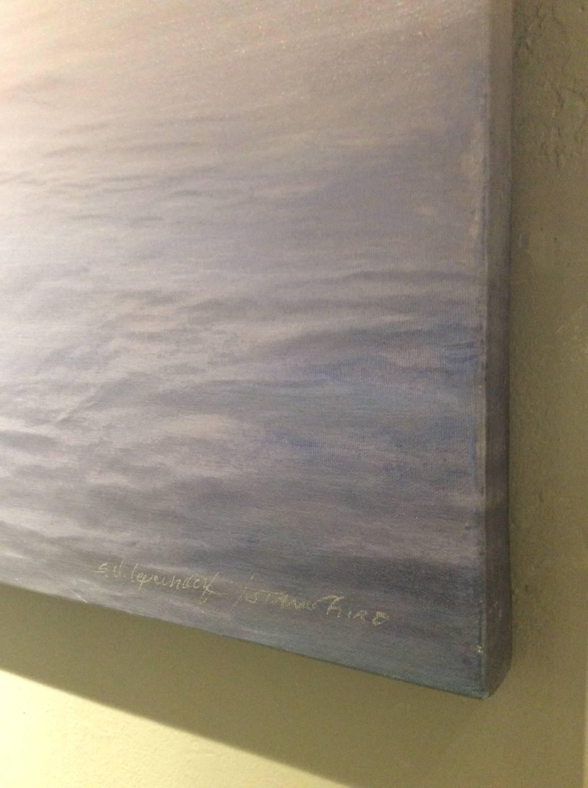 Horizon Fields I: Modern Horizontal Blue Ocean & Sunlit Sky Photograph on Canvas 3