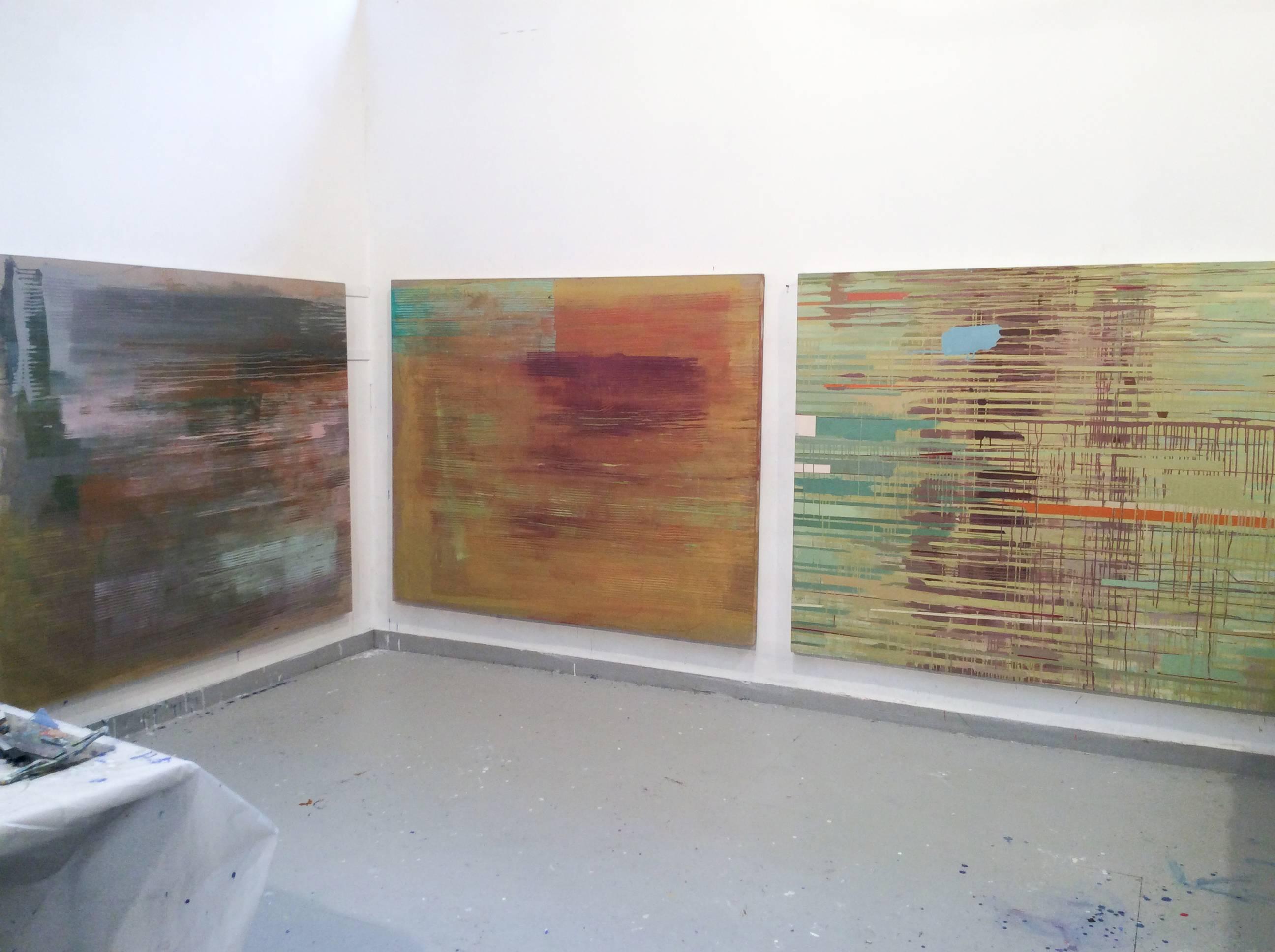 Sayan Terrace (peinture abstraite contemporaine sur lin brut) en vente 3