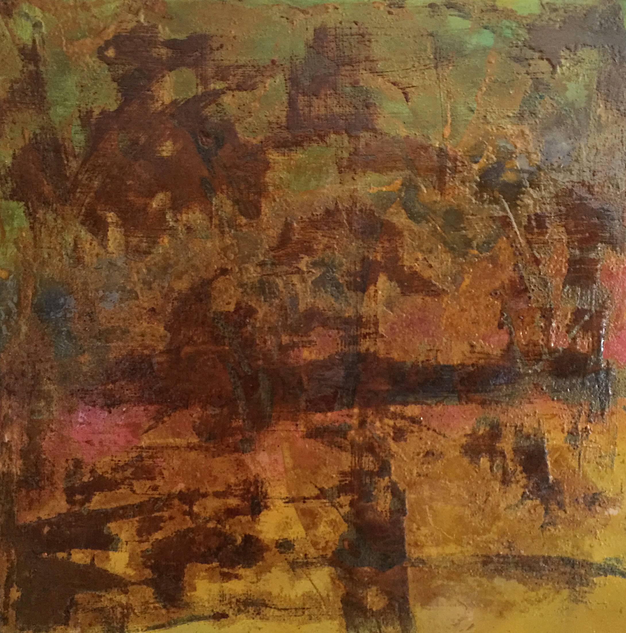 Abstract Painting Bruce Murphy - Objet adulte n°10 (peinture abstraite de couleur rouille sur tôle métallique)