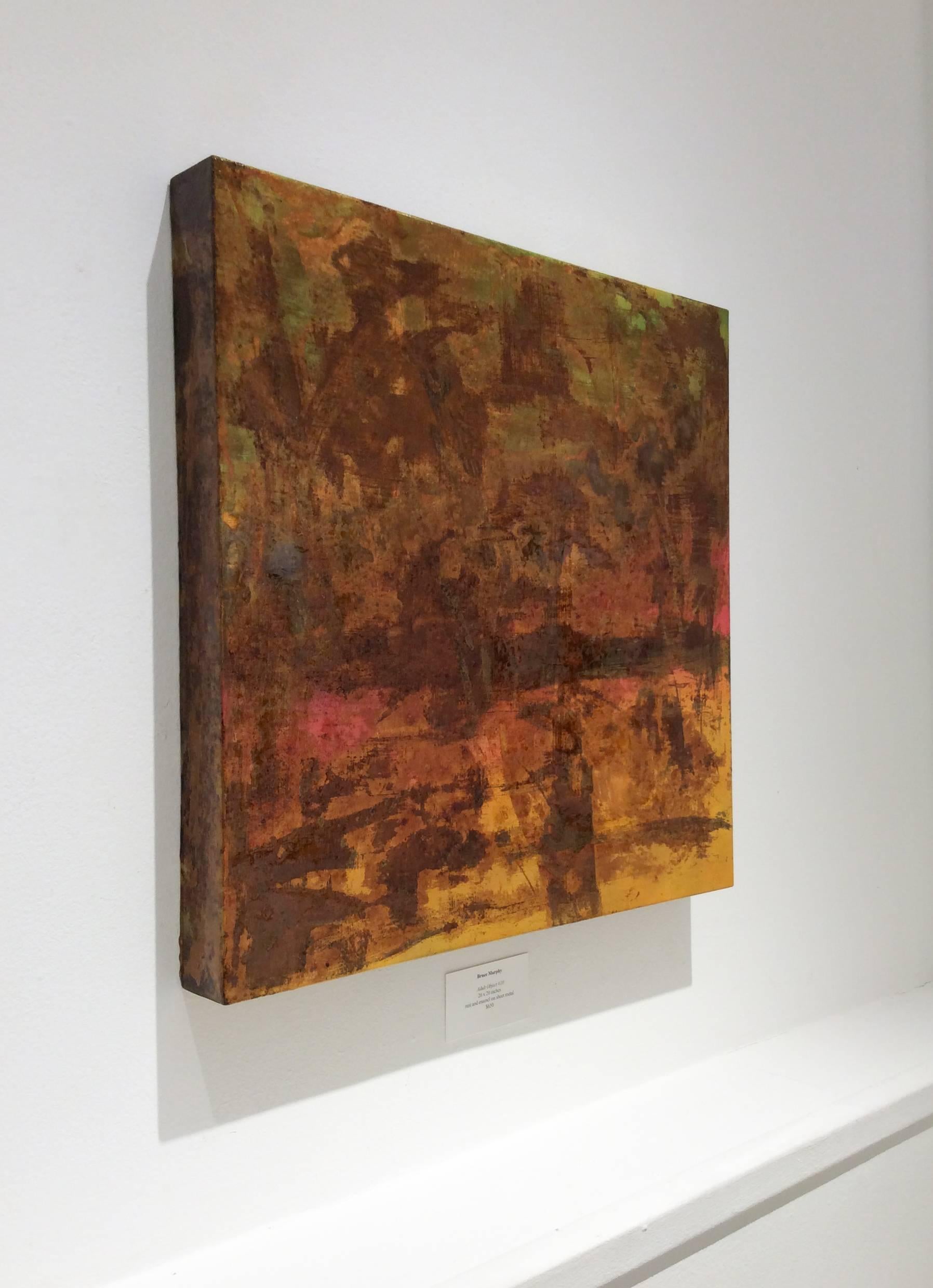 Objet adulte n°10 (peinture abstraite de couleur rouille sur tôle métallique) - Painting de Bruce Murphy