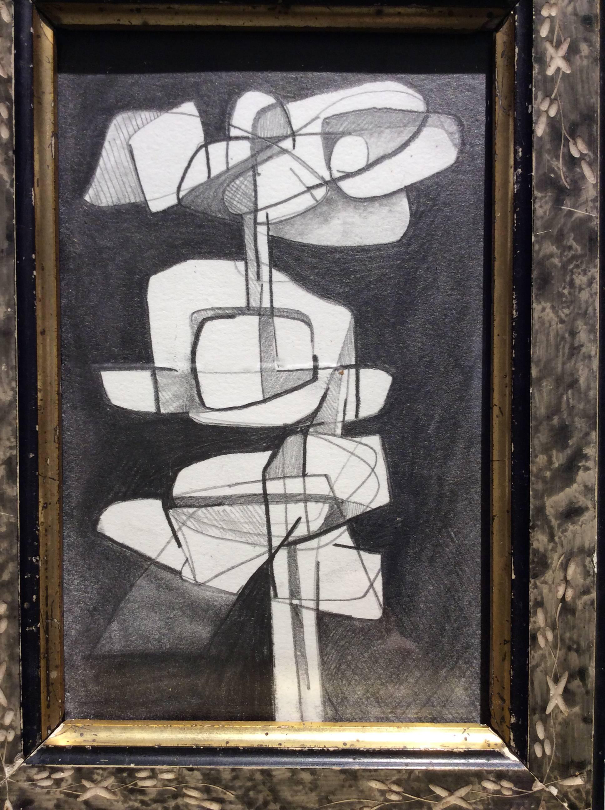 graphite on paper in vintage frame with engraved floral details
8 x 6 inches framed
6.25 x 4 inches unframed

This graphite work on paper was inspired by academic paintings of the Infanta Margarita. The work is drawn in an abstracted cubist style