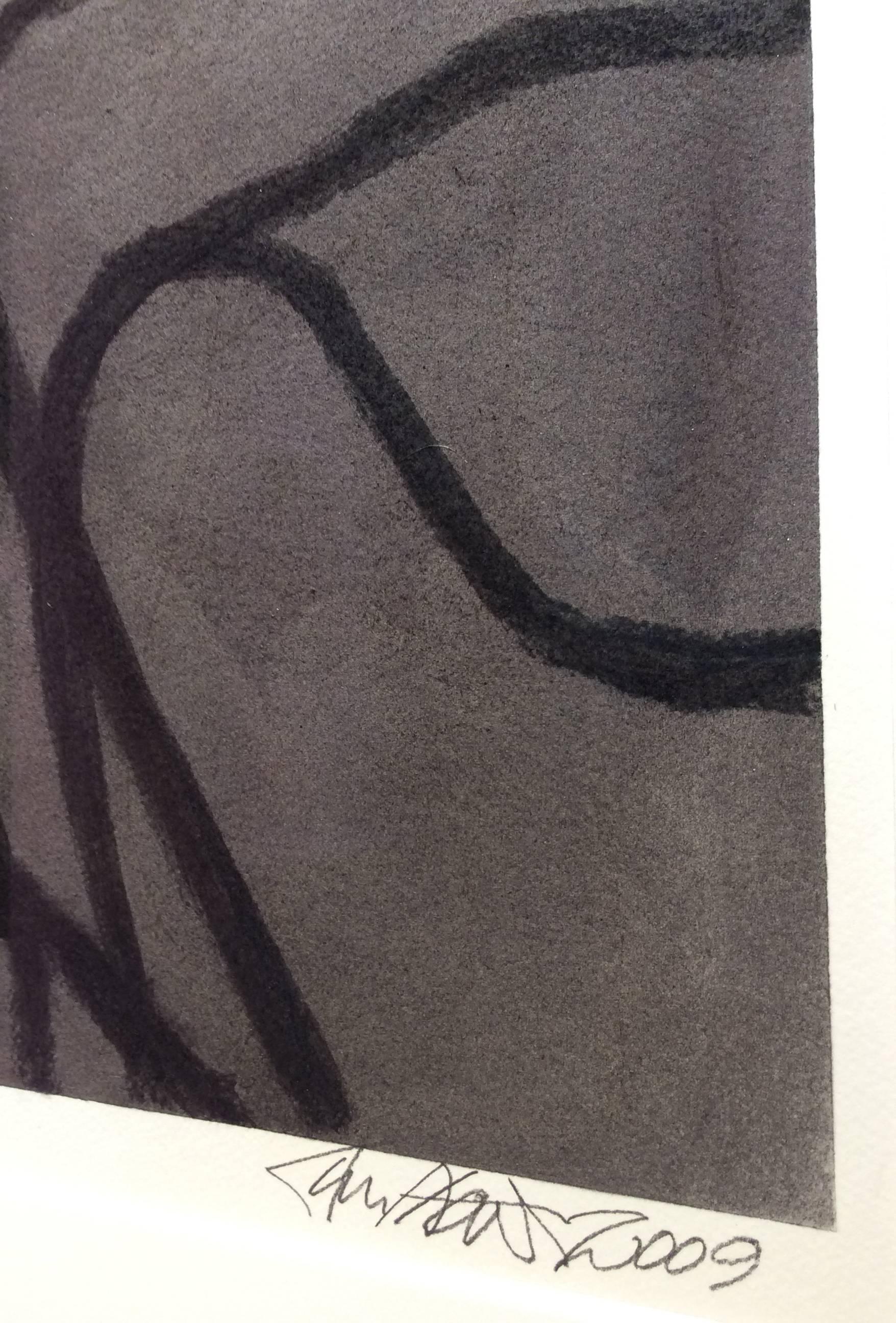 Sans titre n° 32 (D'un dessin abstrait moderne aux lignes vives noires et grises dans un cadre noir) en vente 1