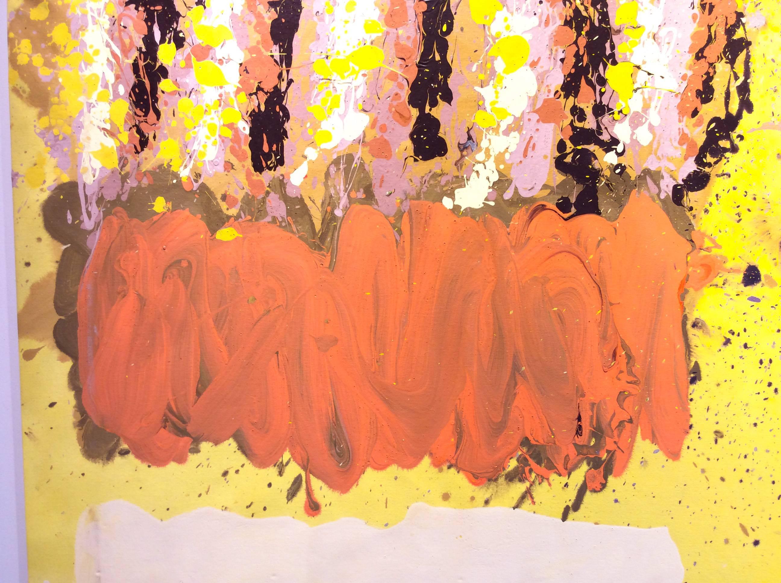 Untitled 033 (1970s Abstract Expressionist Canvas in Canary Yellow & Orange) 1