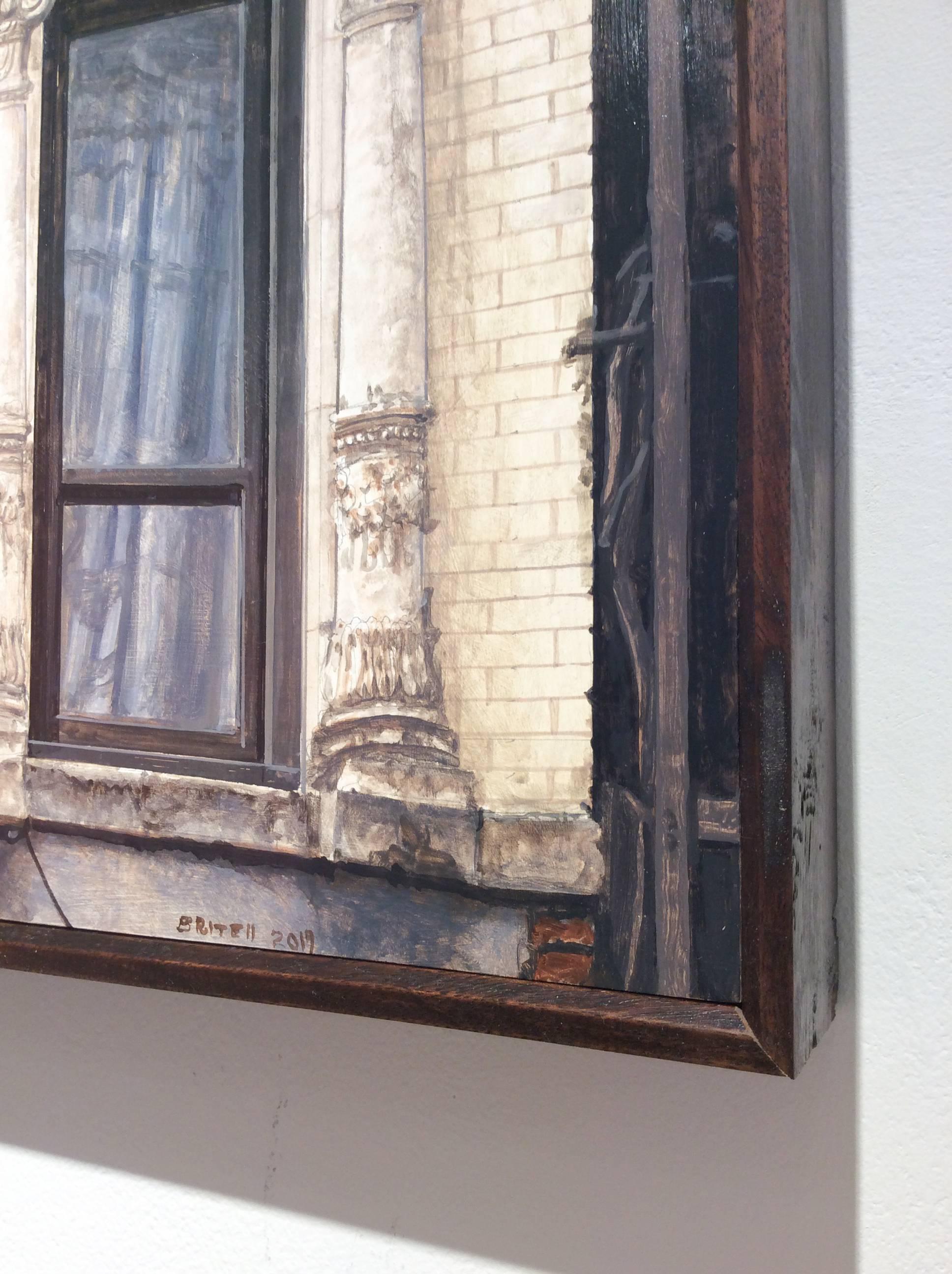71 Clinton (Photo-Realist Oil Painting of NYC Light Beige Brick Building) 1