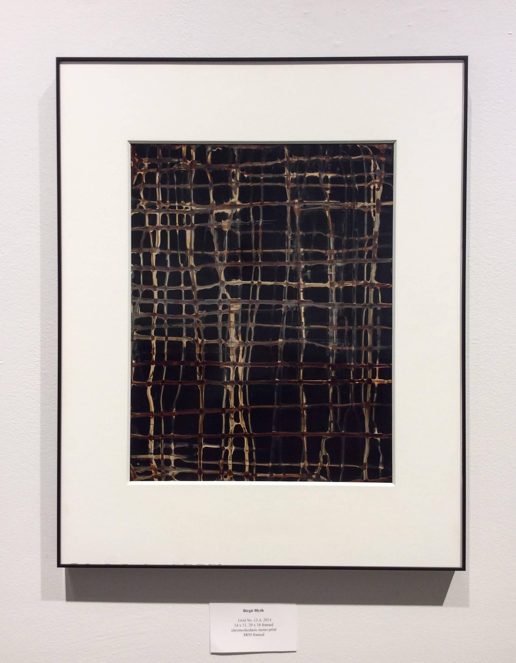 Grid. No 13A (Contemporary Framed Abstract Camera-Less Photo in Black & Coffee) - Photograph by Birgit Blyth