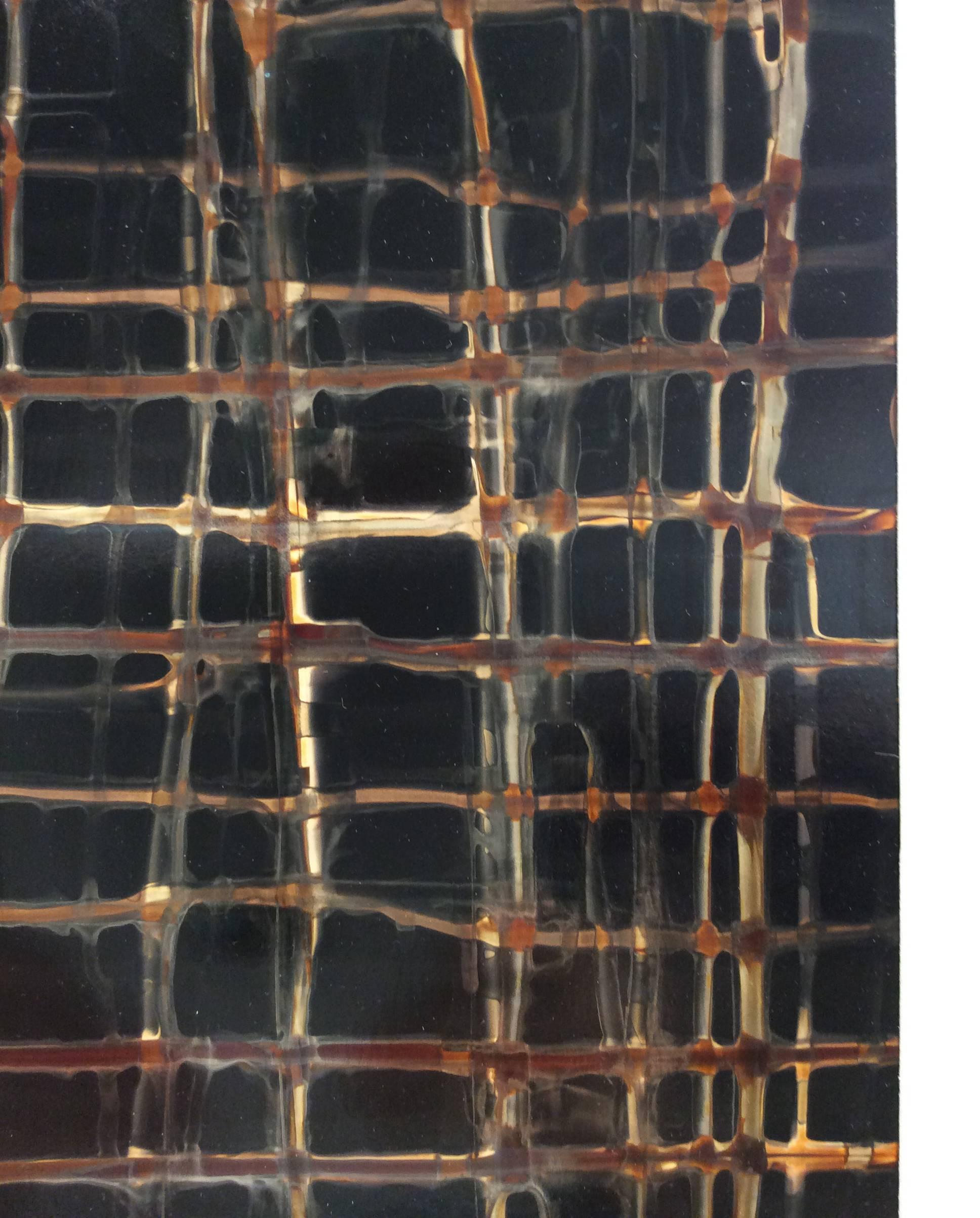 Grid. No 13A (Contemporary Framed Abstract Camera-Less Photo in Black & Coffee) For Sale 1