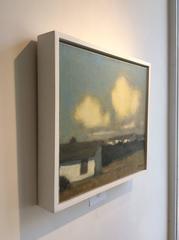 Bay Houses (Modern Landscape Oil Painting of White Country House Under Blue Sky)