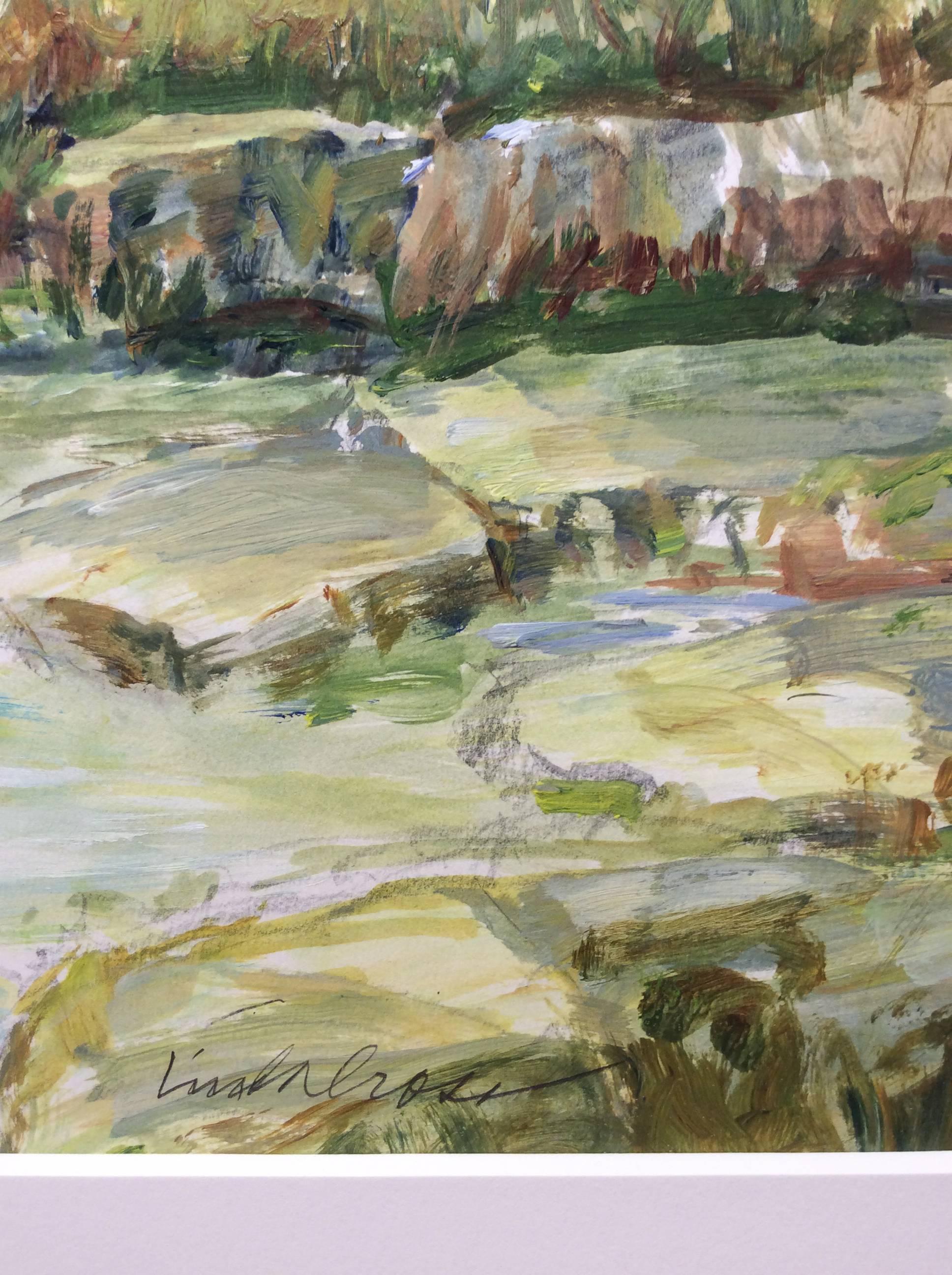 After the Rain (Modern, Impressionistic Earth Toned Creek Landscape Painting) 2