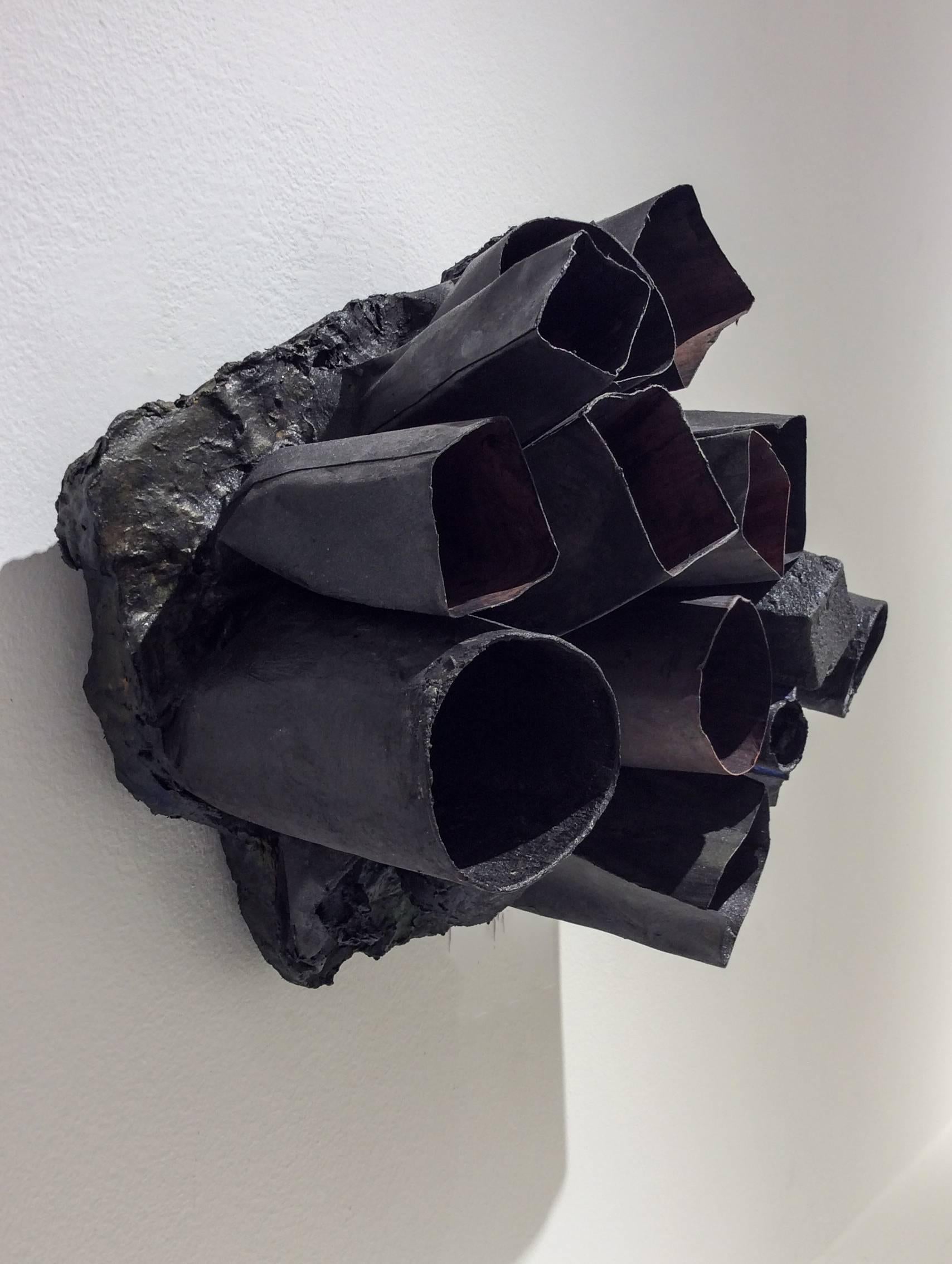 Little Remains (Contemporary, Black Abstract Three-Dimensional Wall Sculpture)  1