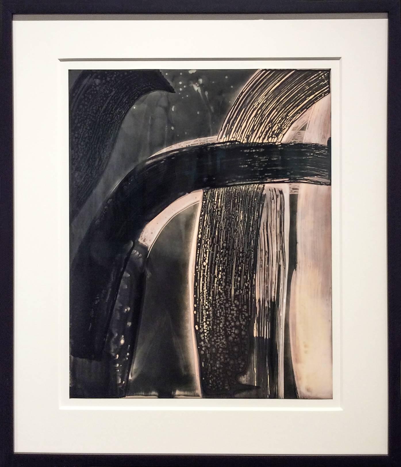 Swept Away 4 (Photographie gestuelle abstraite unique sans caméra en noir et rose) - Noir Abstract Photograph par Birgit Blyth
