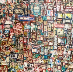 Memory Wall 9: Maximalistische, gestische abstrakte Malerei mit pigmentiertem Gips