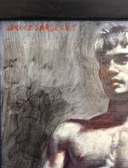 In the Locker Room (Oil Painting of Male Nude wrapped in White Towel)