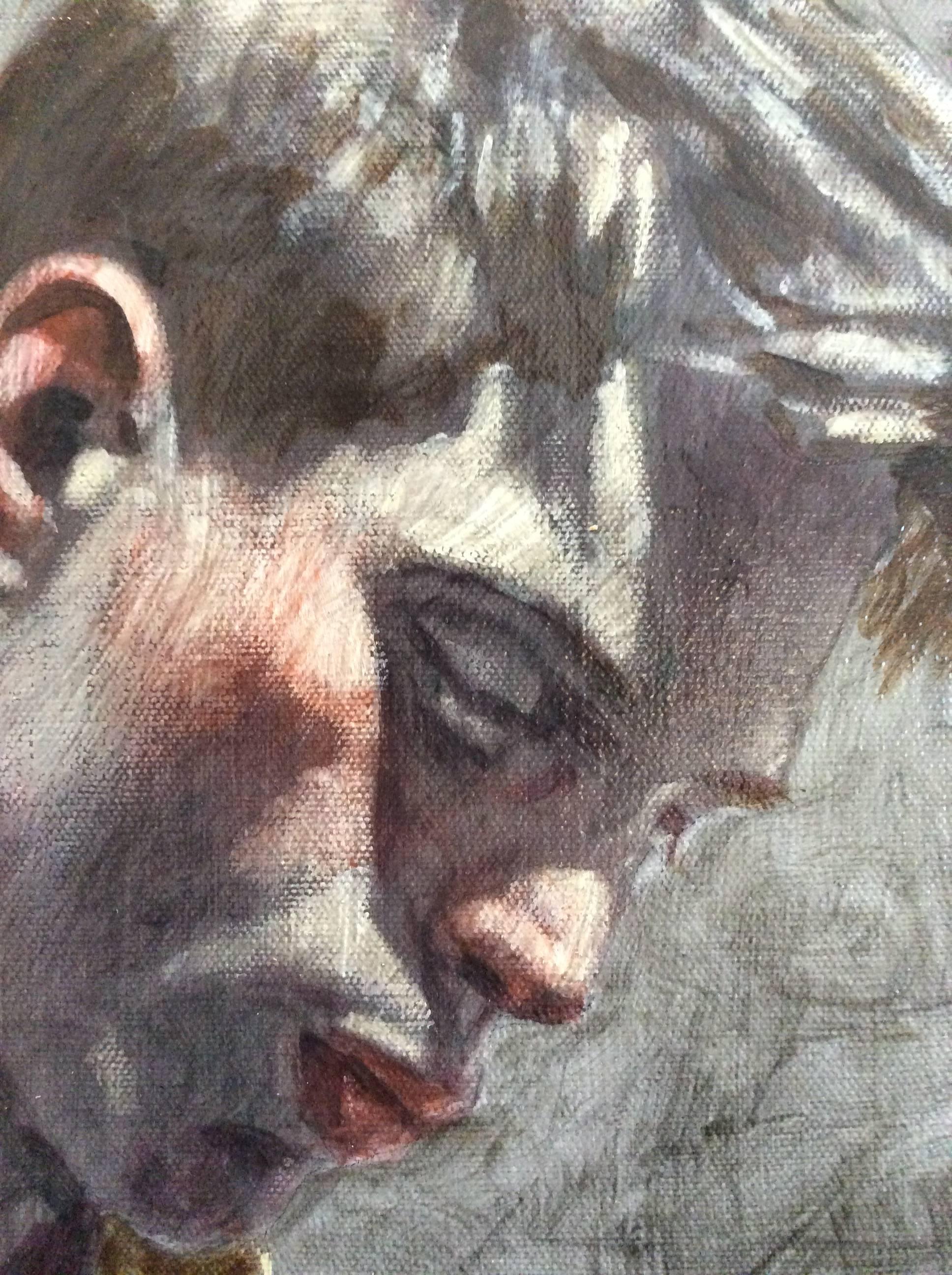 Study for a Portrait (Portrait Oil Painting of a Young Man in Silver Leaf Frame) 1