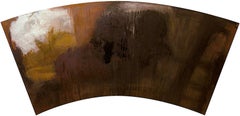 Dark Storm, Fan Painting #6 (Pittura astratta contemporanea con tavolozza scura)