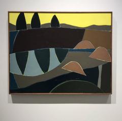 Peter's Picture: Modern Abstract Painting in Brown, Light Umber, Yellow, & Blue